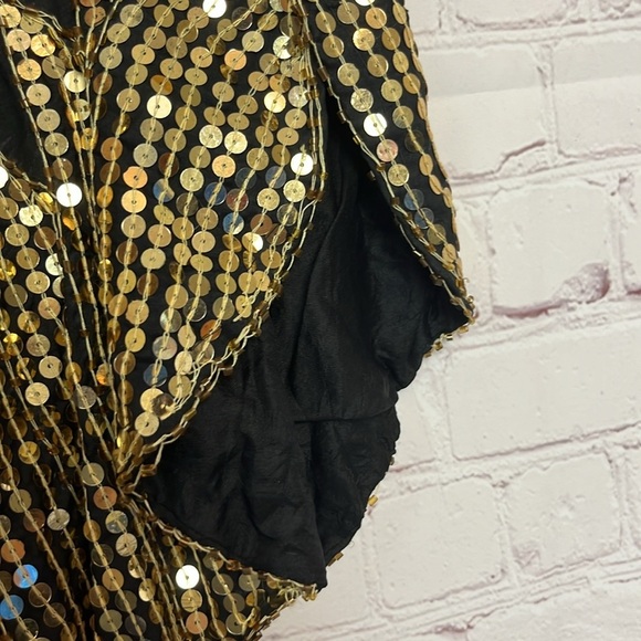 Vintage Gold Sequin Butterfly Top with Silk Lining - Picture 5 of 11